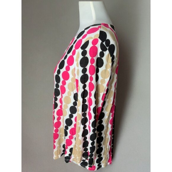 Ruby Rd Womens Petite Polka Dot Tunic Top Multicolor Quarter Sleeve Keyhole PM - Picture 6 of 10